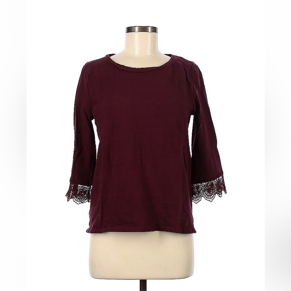 LOFT Burgundy Lace accent Top